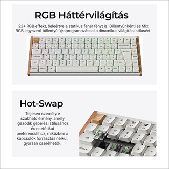 Keychron K3 HE Bluetooth / vezeték nélküli magyar Ultra-fast Lime Magnetic mechanikus billentyűzet fehér