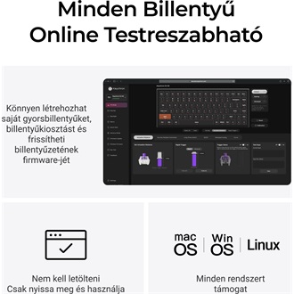 Keychron K3 HE Bluetooth / vezeték nélküli magyar Ultra-fast Lime Magnetic mechanikus billentyűzet fehér