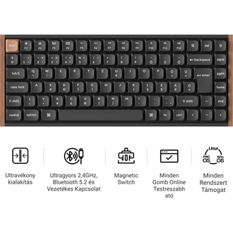 Keychron K3 HE Bluetooth / vezeték nélküli magyar Ultra-fast Lime Magnetic mechanikus billentyűzet fekete