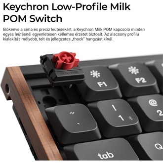 Keychron K3 Ultra 8K Bluetooth / vezeték nélküli magyar Milk POM Brown mechanikus billentyűzet fekete