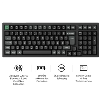 Keychron K4 Ultra 8K Bluetooth / vezeték nélküli magyar Apex Brown mechanikus billentyűzet fekete
