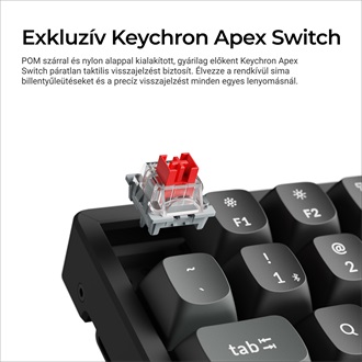 Keychron K4 Ultra 8K Bluetooth / vezeték nélküli magyar Apex Red mechanikus billentyűzet fekete