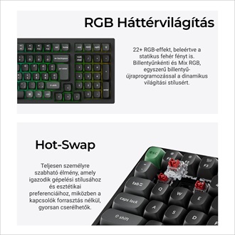 Keychron K4 Ultra 8K Bluetooth / vezeték nélküli magyar Apex Red mechanikus billentyűzet fekete