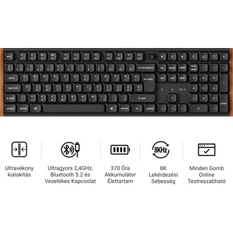 Keychron K5 Ultra 8K Bluetooth / vezeték nélküli magyar Milk POM Brown mechanikus billentyűzet fekete