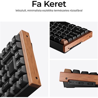 Keychron K6 HE Bluetooth / vezeték nélküli magyar Gateron double-rail magnetic nebula mechanikus billentyűzet fekete-róz