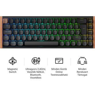 Keychron K6 HE Bluetooth / vezeték nélküli magyar Gateron double-rail magnetic nebula mechanikus billentyűzet fekete-róz