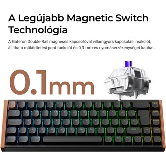 Keychron K6 HE Bluetooth / vezeték nélküli magyar Gateron double-rail magnetic nebula mechanikus billentyűzet fekete-róz