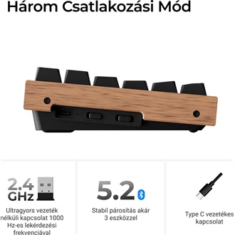 Keychron K6 HE Bluetooth / vezeték nélküli magyar Gateron double-rail magnetic nebula mechanikus billentyűzet fekete-róz