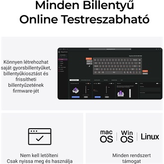 Keychron K6 HE Bluetooth / vezeték nélküli magyar Gateron double-rail magnetic nebula mechanikus billentyűzet fekete-róz