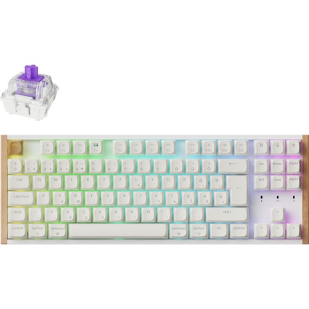 Keychron K8 HE Bluetooth / vezeték nélküli magyar Gateron double-rail magnetic nebula mechanikus billentyűzet fehér (Bon