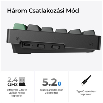 Keychron K8 Ultra 8K Bluetooth / vezeték nélküli magyar Apex Brown mechanikus billentyűzet fekete