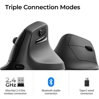 Keychron M5 1K Ergonomic optikai Bluetooth / vezeték nélküli egér fekete