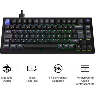 Keychron Q1 HE 8K USB magyar Ultra-fast Lime Magnetic mechanikus billentyűzet fekete