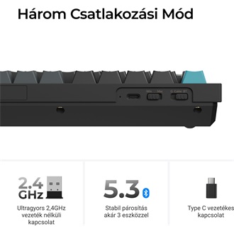 Keychron Q3 Ultra 8K Bluetooth / vezeték nélküli magyar Silk POM Banana mechanikus billentyűzet fekete