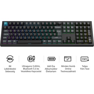 Keychron Q6 HE 8K USB magyar Ultra-fast Lime Magnetic mechanikus billentyűzet fekete