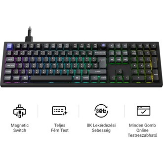 Keychron Q6 HE 8K USB magyar Ultra-fast Lime Magnetic mechanikus billentyűzet fekete