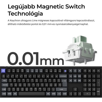 Keychron Q6 HE 8K USB magyar Ultra-fast Lime Magnetic mechanikus billentyűzet fekete