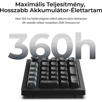 Keychron V0 Ultra 8K Bluetooth / vezeték nélküli Silk POM Banana mechanikus numerikus billentyűzet fekete