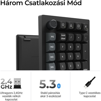 Keychron V0 Ultra 8K Bluetooth / vezeték nélküli Silk POM Red mechanikus numerikus billentyűzet fekete