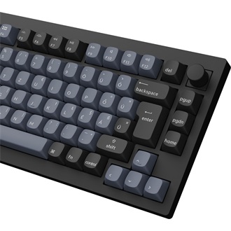 Keychron V1 Max Bluetooth / vezeték nélküli magyar Gateron Jupiter Banana mechanikus billentyűzet fekete-kék