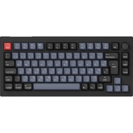 Keychron V1 Max Bluetooth / vezeték nélküli magyar Gateron Jupiter Red mechanikus billentyűzet fekete-kék