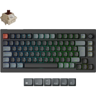 Keychron V1 Ultra 8K Bluetooth / vezeték nélküli magyar Silk POM Brown mechanikus billentyűzet fekete