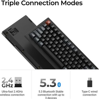 Keychron V5 Ultra 8K Bluetooth / vezeték nélküli magyar Silk POM Brown mechanikus billentyűzet fekete