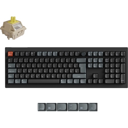 Keychron V6 Ultra 8K Bluetooth / vezeték nélküli magyar Silk POM Banana mechanikus billentyűzet fekete