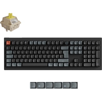 Keychron V6 Ultra 8K Bluetooth / vezeték nélküli magyar Silk POM Banana mechanikus billentyűzet fekete (Bontott!)