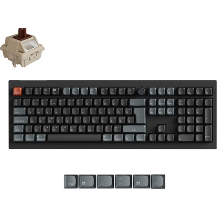 Keychron V6 Ultra 8K Bluetooth / vezeték nélküli magyar Silk POM Brown mechanikus billentyűzet fekete