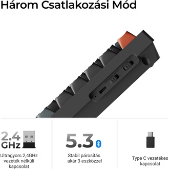 Keychron V6 Ultra 8K Bluetooth / vezeték nélküli magyar Silk POM Brown mechanikus billentyűzet fekete