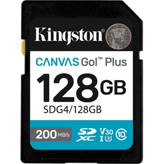Kingston 128GB Canvas Go! Plus UHS-1 Class10 U3 V30 SDXC memóriakártya fekete