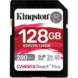 Kingston 128GB Canvas React Plus V60 UHS-II Class10 U3 V60 SDXC memóriakártya