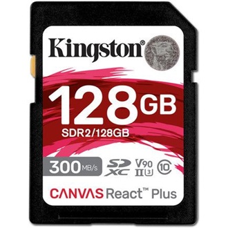 Kingston 128GB Canvas React Plus UHS-II U3 V90 SDXC memóriakártya