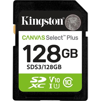Kingston 128GB Canvas Select Plus UHS-1 Class10 U1 V10 SDXC memóriakártya