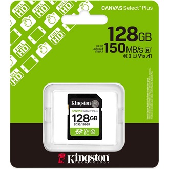 Kingston 128GB Canvas Select Plus UHS-1 Class10 U1 V10 SDXC memóriakártya
