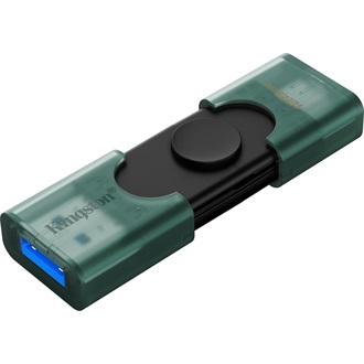Kingston 128GB DataTraveler Duo G2 USB-A 3.2 Gen1 / USB-C pendrive fekete-zöld