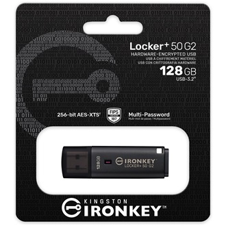 Kingston 128GB IronKey Locker+ 50 G2  XTS-AES Encrypted, USB 3.2 Gen1 pendrive