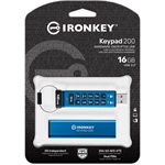 Kingston 16GB IronKey Keypad 200 USB 3.2 Gen 1 pendrive kék