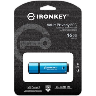 Kingston 16GB IronKey Vault Privacy 50 AES-256 Encrypted, FIPS 197 USBType-C 3.2 Gen1 pendrive