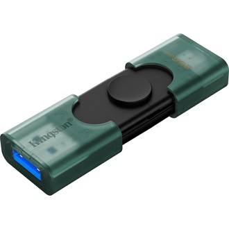 Kingston 256GB DataTraveler Duo G2 USB-A 3.2 Gen1 / USB-C pendrive fekete-zöld