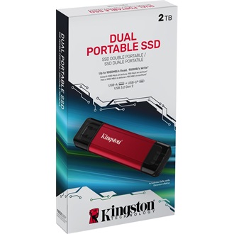 Kingston Dual Portable 2TB USB-A/C 3.2 Gen2 SSD piros