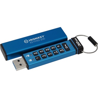 Kingston 32GB IronKey Keypad 200 USB 3.2 Gen 1 pendrive kék