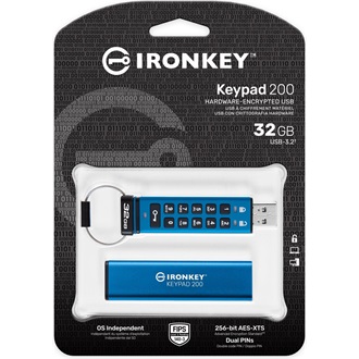 Kingston 32GB IronKey Keypad 200 USB 3.2 Gen 1 pendrive kék