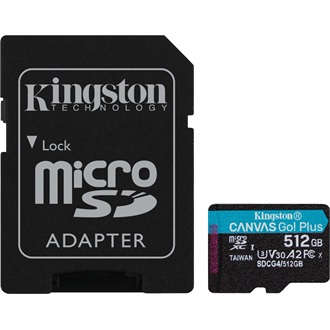 Kingston 512GB Canvas Go! Plus Gen4 UHS-1 Class10 U3 V30 A2 microSDXC memóriakártya