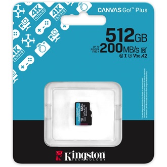 Kingston 512GB Canvas Go! Plus Gen4 UHS-1 Class10 U3 V30 A2 microSDXC memóriakártya Single Pack