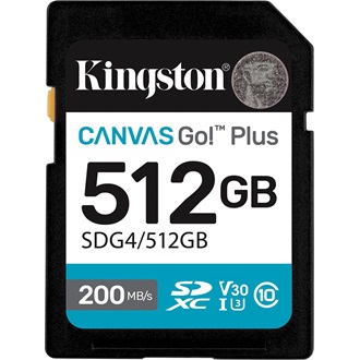 Kingston 512GB Canvas Go! Plus UHS-1 Class10 U3 V30 SDXC memóriakártya