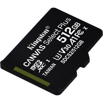 Kingston 512GB Canvas Select Plus UHS-1 U3  V30 microSDXC memóriakártya