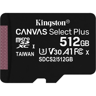 Kingston 512GB Canvas Select Plus UHS-1 U3  V30 microSDXC memóriakártya