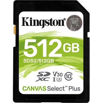 Kingston 512GB Canvas Select Plus Class 10 UHS-1 SDXC memóriakártya
